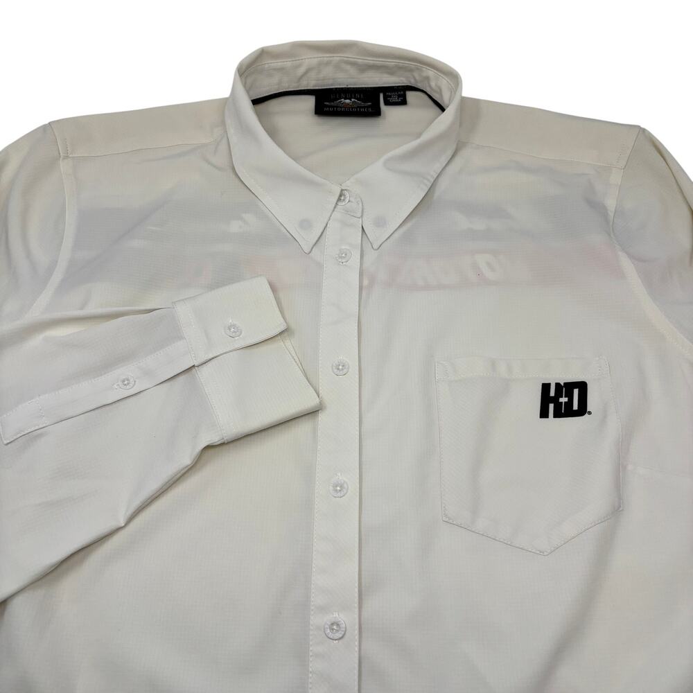 Harley Davidson Mens 2XL Off White Long Sleeve Button Down Ripstop Shirt